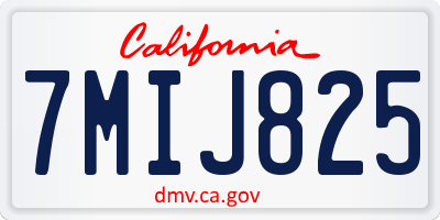 CA license plate 7MIJ825