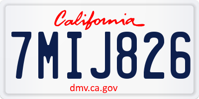 CA license plate 7MIJ826