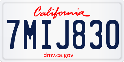 CA license plate 7MIJ830