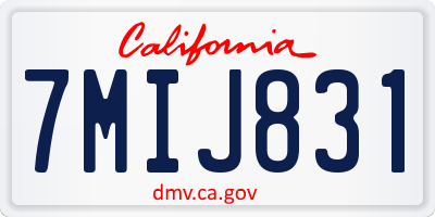 CA license plate 7MIJ831