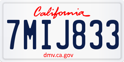 CA license plate 7MIJ833