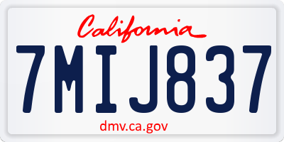 CA license plate 7MIJ837