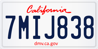 CA license plate 7MIJ838