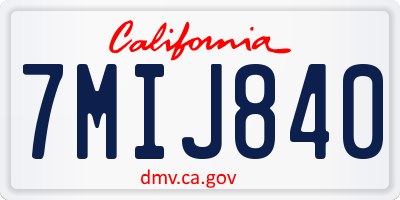 CA license plate 7MIJ840