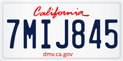 CA license plate 7MIJ845