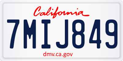 CA license plate 7MIJ849