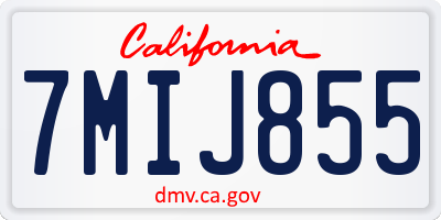 CA license plate 7MIJ855