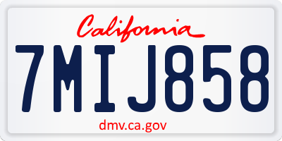 CA license plate 7MIJ858