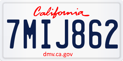 CA license plate 7MIJ862