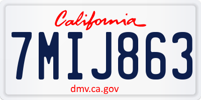 CA license plate 7MIJ863