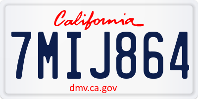 CA license plate 7MIJ864