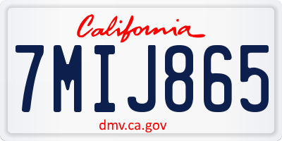 CA license plate 7MIJ865