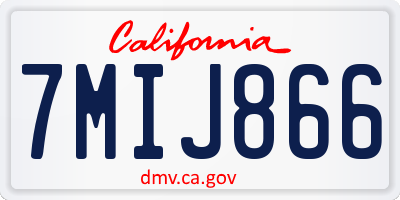 CA license plate 7MIJ866