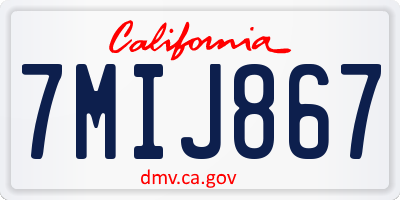 CA license plate 7MIJ867