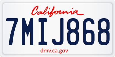 CA license plate 7MIJ868