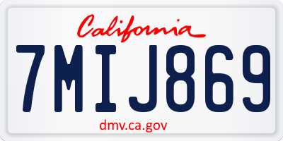 CA license plate 7MIJ869