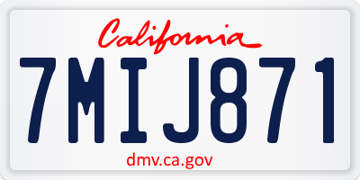 CA license plate 7MIJ871
