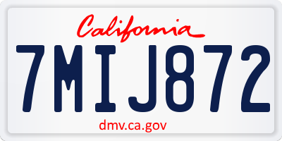 CA license plate 7MIJ872