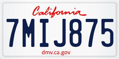 CA license plate 7MIJ875