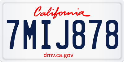 CA license plate 7MIJ878