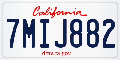 CA license plate 7MIJ882