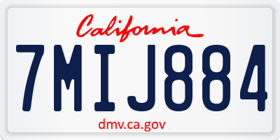 CA license plate 7MIJ884