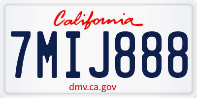 CA license plate 7MIJ888
