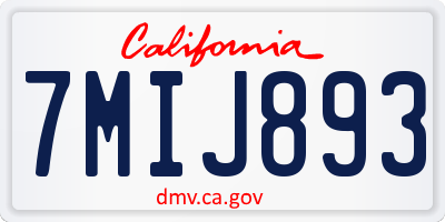 CA license plate 7MIJ893