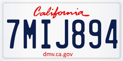 CA license plate 7MIJ894