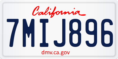 CA license plate 7MIJ896