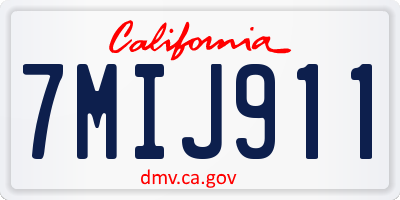CA license plate 7MIJ911