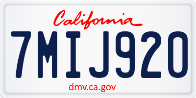 CA license plate 7MIJ920