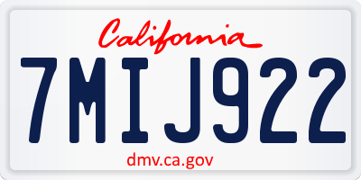 CA license plate 7MIJ922