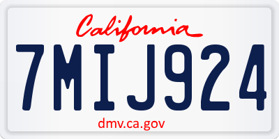 CA license plate 7MIJ924