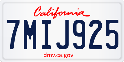 CA license plate 7MIJ925