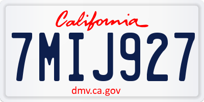 CA license plate 7MIJ927