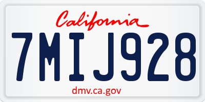 CA license plate 7MIJ928