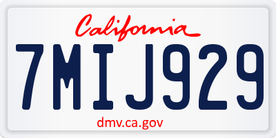 CA license plate 7MIJ929
