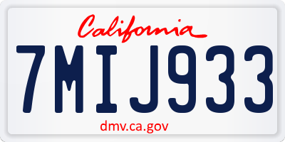 CA license plate 7MIJ933