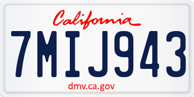 CA license plate 7MIJ943