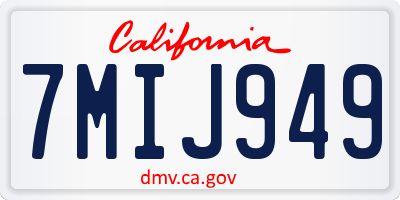CA license plate 7MIJ949