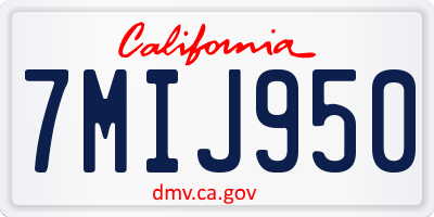 CA license plate 7MIJ950