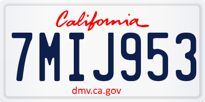 CA license plate 7MIJ953