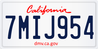 CA license plate 7MIJ954