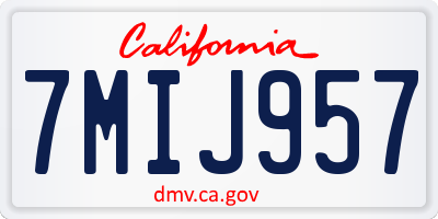 CA license plate 7MIJ957