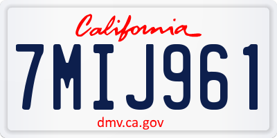 CA license plate 7MIJ961