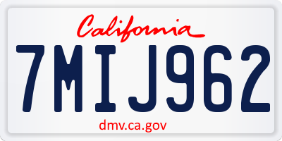 CA license plate 7MIJ962