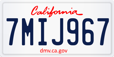 CA license plate 7MIJ967