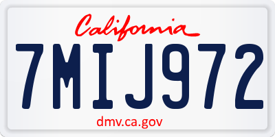 CA license plate 7MIJ972