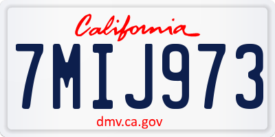 CA license plate 7MIJ973